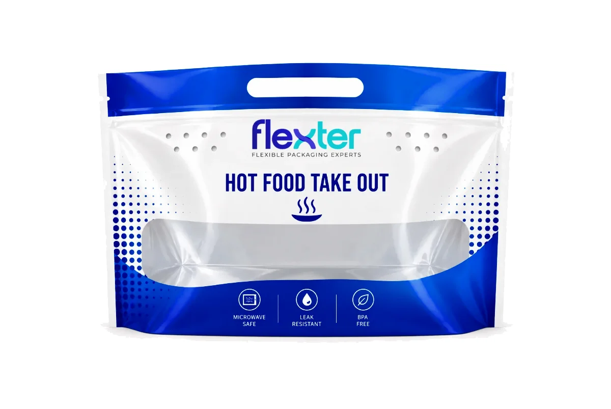 Hot Food Take Out Flexter, bolsa t&eacute;rmica PET/CPP para pollo rostizado, apta para microondas