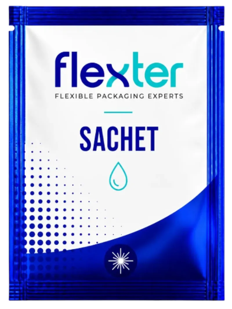 Sachet Flexter, Sobre pequeño de uso individual para muestras, condimentos, polvos o líquidos.