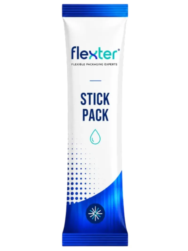 Stick Pack Flexter, Formato angosto monodosis para polvos, geles o suplementos.